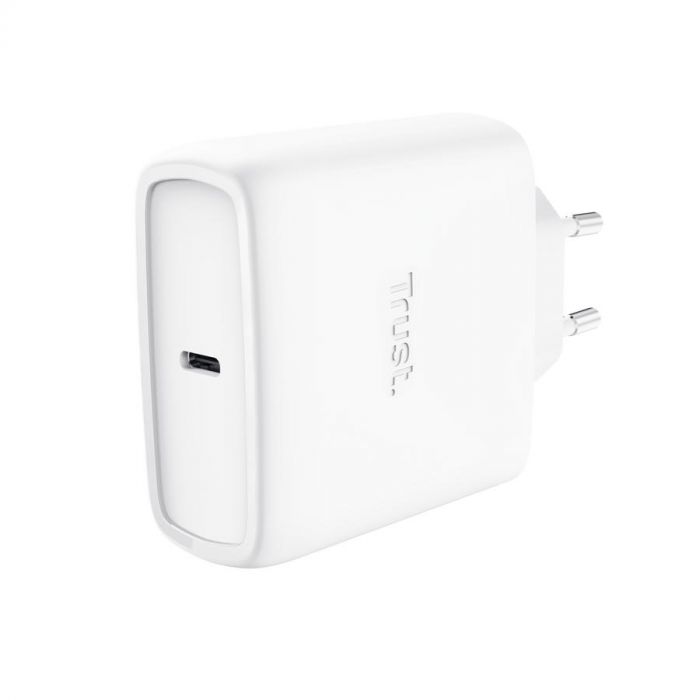 Зарядний пристрій мережевий Trust Maxo 65Вт, GaN, USB-C PD/PPS, білий