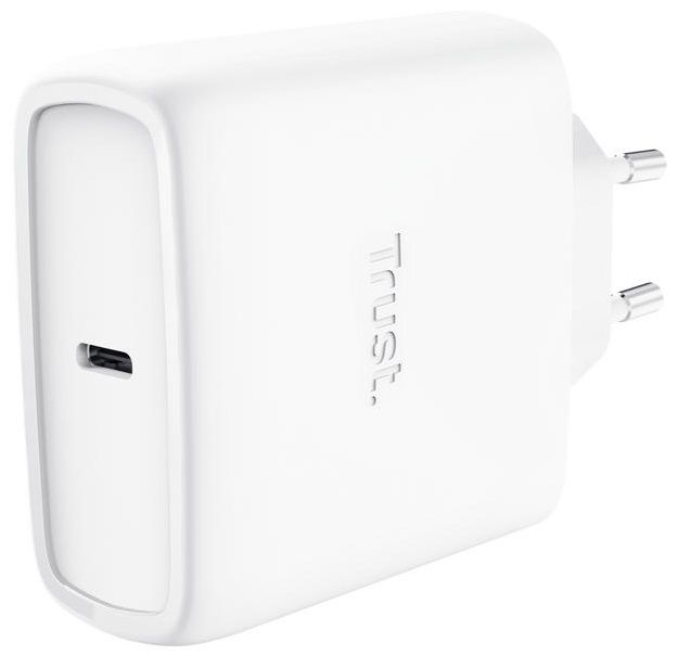 Зарядний пристрій мережевий Trust Maxo 65Вт, GaN, USB-C PD/PPS, білий