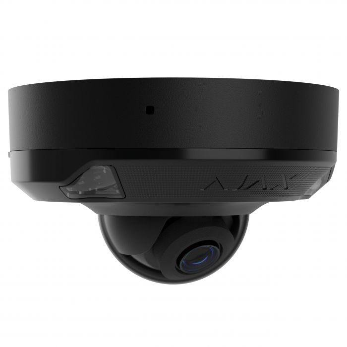 IP-Камера дротова Ajax DomeCam Mini HL black, 5мп, 2.8мм, гібридне підсвічування IR 35м, білий Led 50м, Poe, True WDR, IP 65, ІЧ 30м, аудіо, кут огляду 100° до 110°, міні купольна, чорна