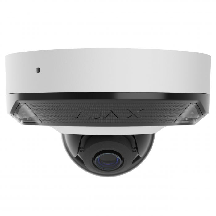 IP-Камера дротова Ajax DomeCam Mini HL white, 8мп, 2.8мм, гібридне підсвічування IR 35м, білий Led 50м, Poe, True WDR, IP 65, ІЧ 30м, аудіо, кут огляду 100° до 110°, міні купольна, біла