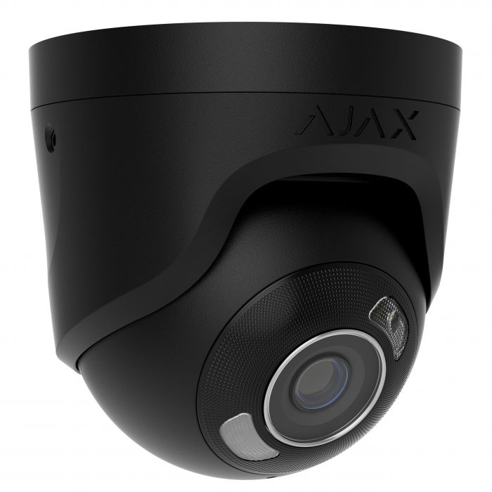 IP-Камера дротова Ajax TurretCam HL black 5мп, 2.8мм, гібридне підсвічування IR 50м, білий Led 50м, Poe, True WDR, IP 65, ІЧ 50м, аудіо, кут огляду 100° до 110°, купольна, чорна