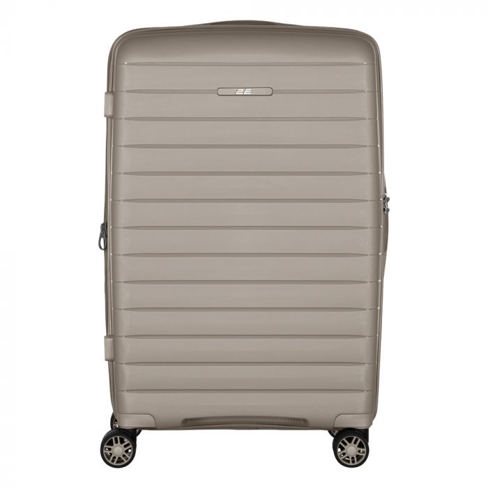 Валіза 2E, Aero, поліпропілен, середня, 63/78 л, TSA, 4 колеса, EXP, сіро-коричневий