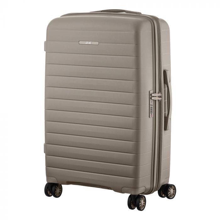 Валіза 2E, Aero, поліпропілен, середня, 63/78 л, TSA, 4 колеса, EXP, сіро-коричневий