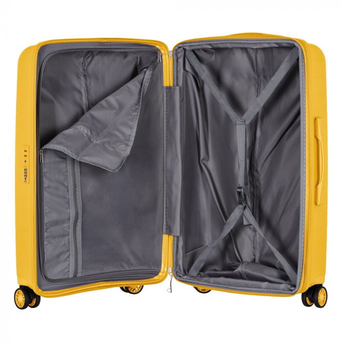 Валіза 2E, Aero, поліпропілен, середня, 63/78 л, TSA, 4 колеса, EXP, бурштиново-жовтий