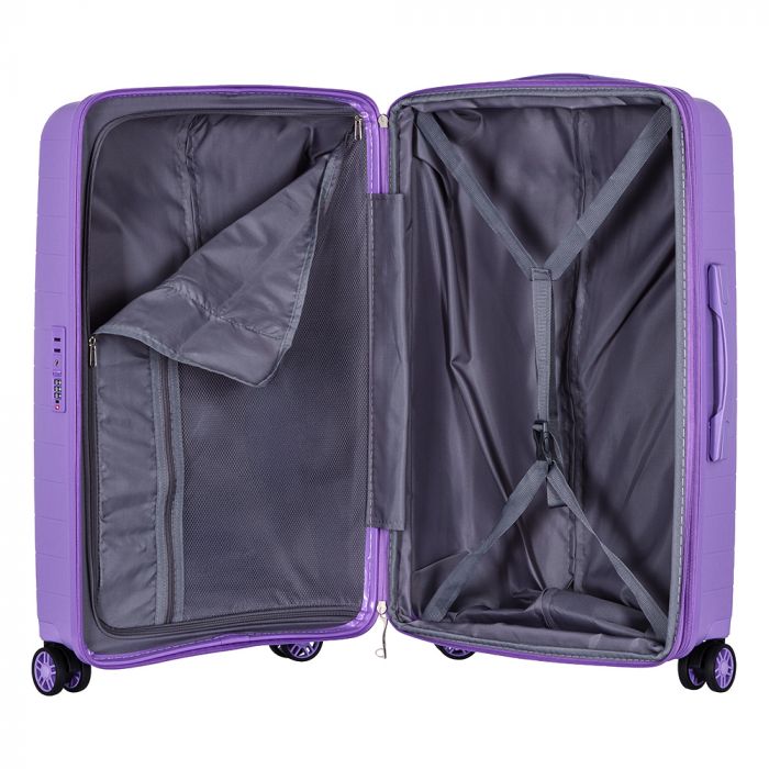 Валіза 2E, Aero, поліпропілен, середня, 63/78 л, TSA, 4 колеса, EXP, лавандовий