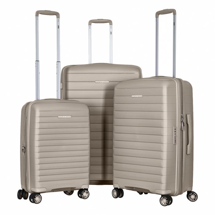 Валіза 2E, Aero, поліпропілен, мала, 35/44 л, TSA, 4 колеса, EXP, сіро-коричневий