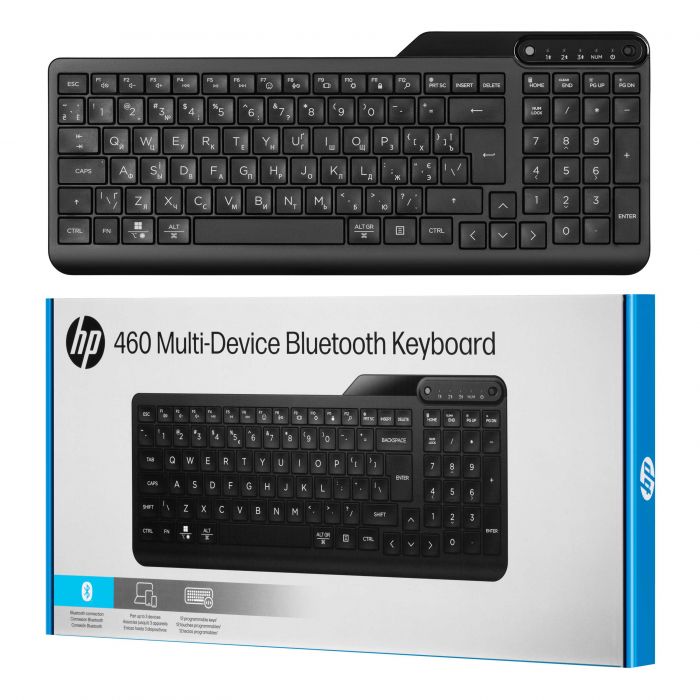 Клавіатура мембранна HP 460 Multi-Device key, BT, EN/UK, чорний