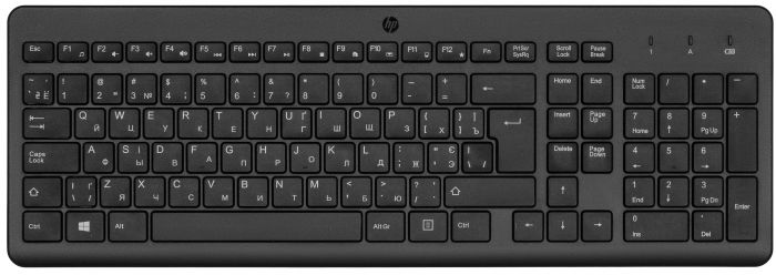 Клавіатура мембранна HP 220, 104key, WL, EN/UK, чорний