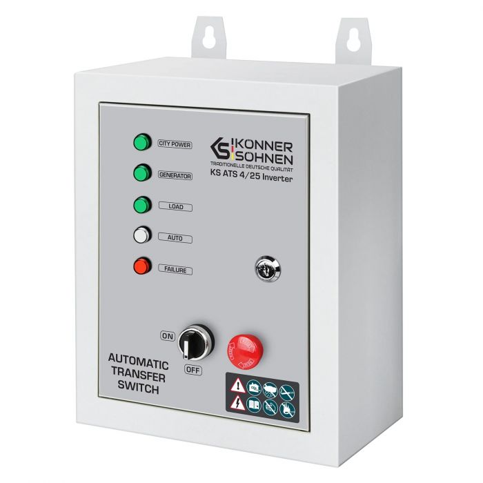 Блок автоматичного введення резерву (АВР) Konner&Sohnen KS ATS 4/25 Inverter, 230-400В, 5.75(11.5)кВт, 25(50)А, 13кВт, 5.75кг