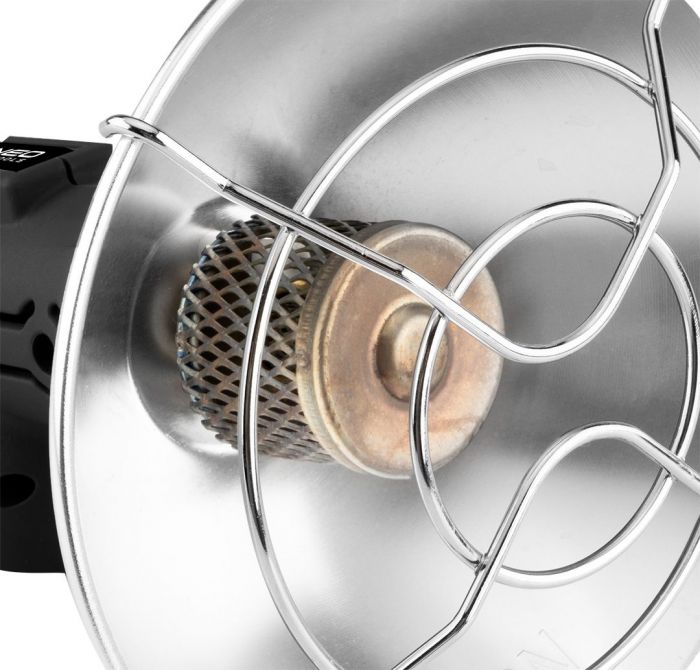 Обігрівач газовий туристичний Neo Tools, 92г/год, картриджний, регулятор, п'єзопідпал, чорний