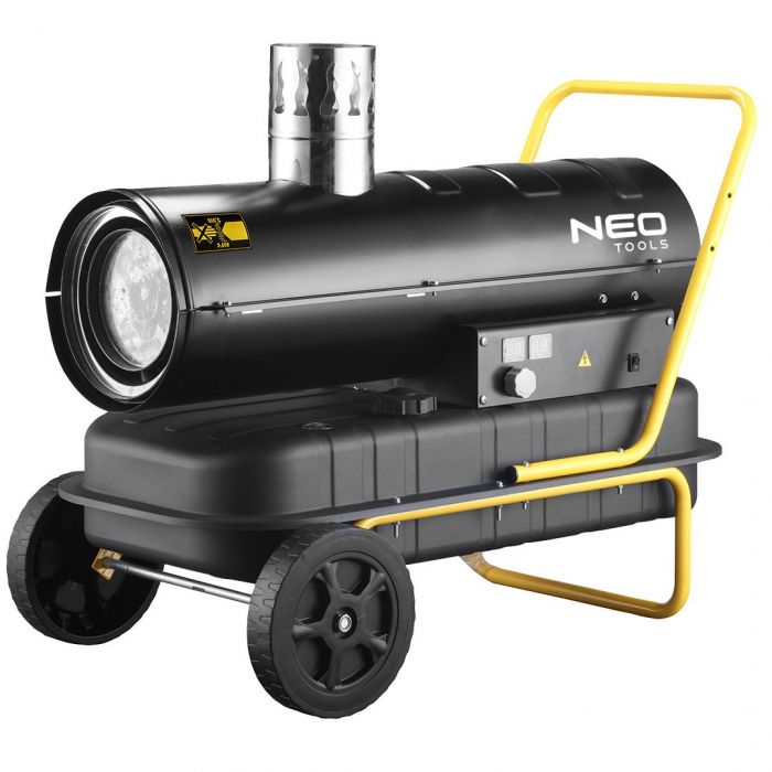 Теплова гармата дизельна Neo Tools, прямого нагріву, 20кВт, 200м2, 600м3/год, колеса, чорний, 21.30кг
