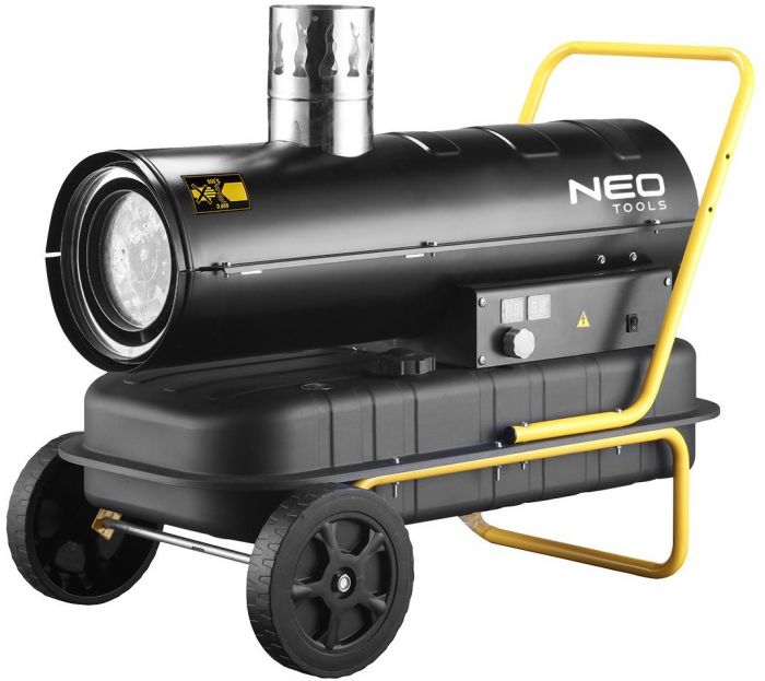 Теплова гармата дизельна Neo Tools, прямого нагріву, 20кВт, 200м2, 600м3/год, колеса, чорний, 21.30кг