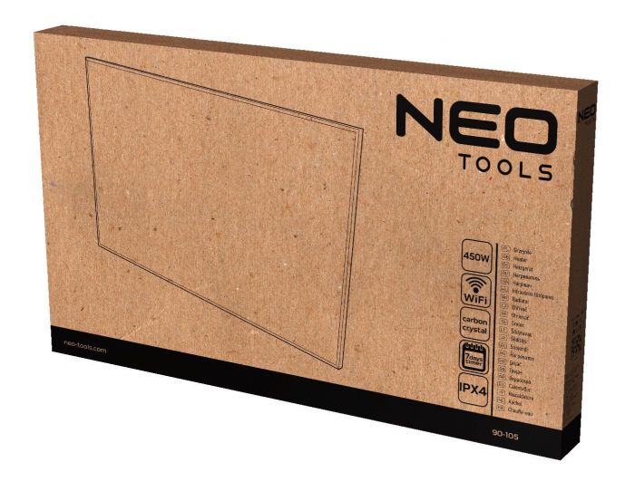 Панель інфрачервона Neo Tools, 450Вт, WIFI, 90х50х3.6см, IP24, термостат, білий
