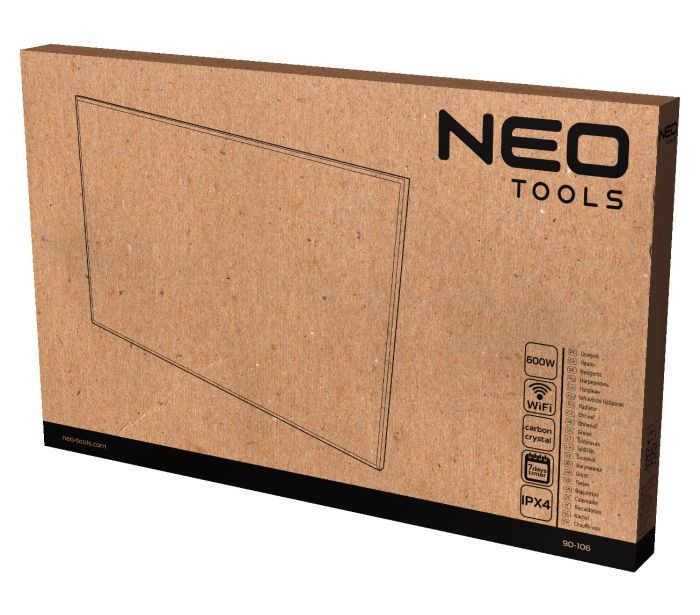 Панель інфрачервона Neo Tools, 600Вт, WIFI, 100х60х3.8см, IP24, термостат, білий