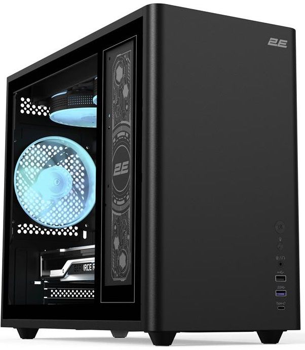 Корпус 2E Credo Plus V350BG без БЖ, 1xUSB3.0, 1х USB 2.0, 1xUSB Type-C, 3x120мм ARGB, VGA 350мм, LCS ready, контролер з пультом, TG Side Panel, mATX, чорний