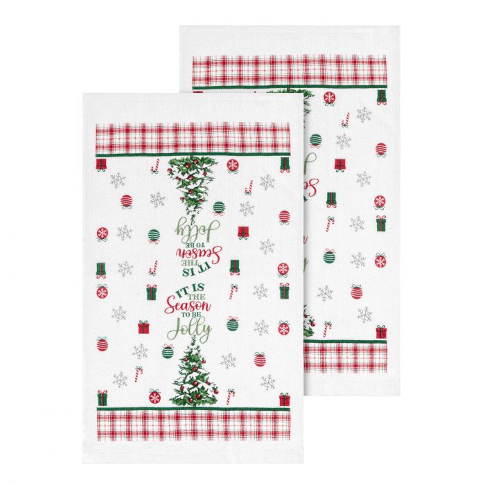 Подарунковий набір рушничків в коробці Ardesto Christmas Tree 38х63см, 2шт, 100% бавовна, зелений