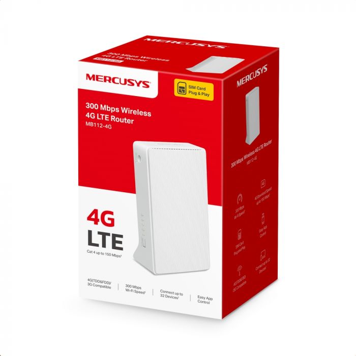 Маршрутизатор MERCUSYS MB112-4G N300, 4G/LTE, 1xFE LAN, 1xFE WAN