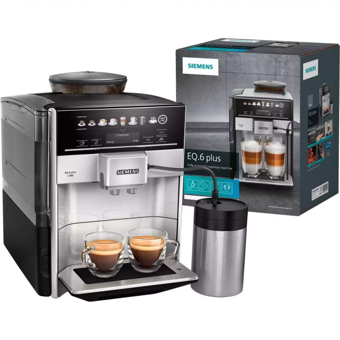 Кавомашина Siemens 1.7л, зерно + мелена, автомат.капучинатор, LED - дисплей, авторецептів - 8, чорно - срібний