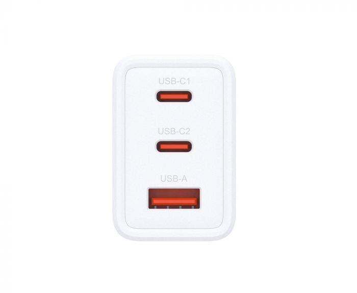 Зарядний пристрій мережевий D-Link DCP-651 65Вт GaN 2хUSB-С, 1xUSB-A, білий