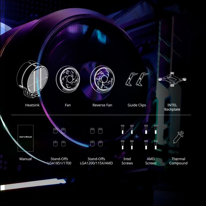 Процесорний кулер Zalman ZET5, ARGB LGA 1851, 1700, 1200, 115x, AM5, AM4,  4pin PWM, 3pin+5VARGB, TDP200W, чорний Процесорний кулер Zalman ZET5, ARGB LGA 1851, 1700, 1200, 115x, AM5, AM4,  4pin PWM, 3pin+5VARGB, TDP200W, чорний