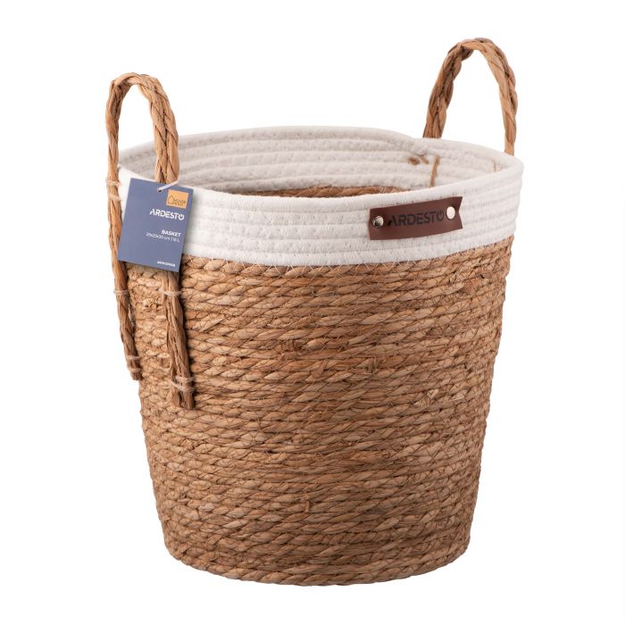Кошик Ardesto Prestigio 29х29х30см, рогожка з морських водоростей, бавовняний шпагат, сірий Кошик Ardesto Prestigio 29х29х30см, рогожка з морських водоростей, бавовняний шпагат, сірий