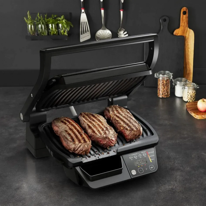 Гриль Tefal прижимний Optigrill , 2000Вт, з`ємні пластини, метал, чорний