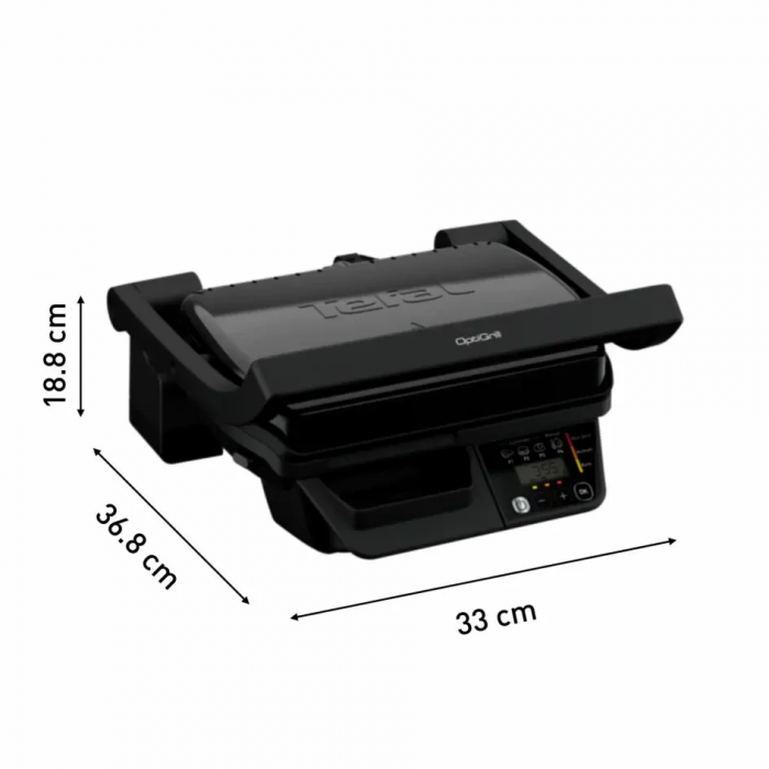Гриль Tefal прижимний Optigrill , 2000Вт, з`ємні пластини, метал, чорний