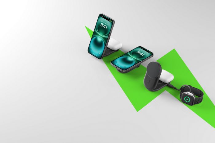 Зарядний пристрій бездротовий Belkin UltraCharge 2-in-1 Foldable Magnetic Charging 25Вт, чорний