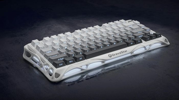 Клавіатура механічна GravaStar Mercury K1 80keys, GravaStar x Kailh Cheery Pink, EN/UKR, BT/WL/USB, білий