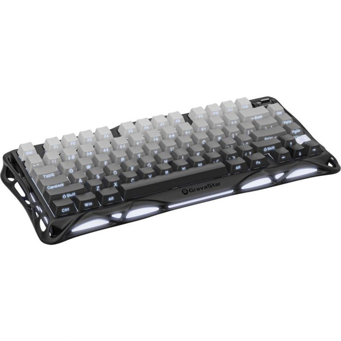 Клавіатура механічна GravaStar Mercury K1 80keys, GravaStar x Kailh Cheery Pink, EN/UKR, BT/WL/USB, чорний