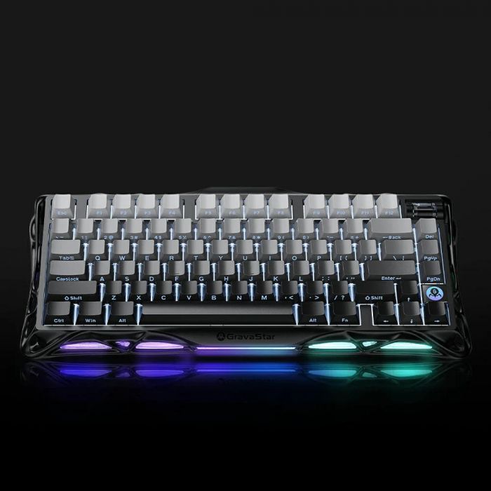 Клавіатура механічна GravaStar Mercury K1 80keys, GravaStar x Kailh Cheery Pink, EN/UKR, BT/WL/USB, чорний