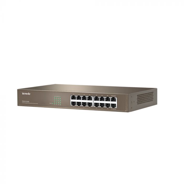 Комутатор TENDA TEG1016D 16xGE, Rackmount, Некерований