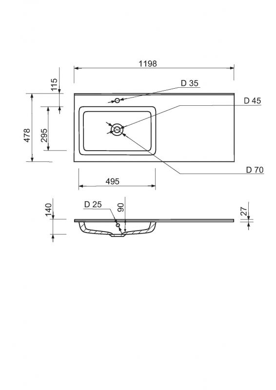 Набір для ванної кімнати, раковина, умивальник Adamant FLATE 120L, штучний камінь, прямокут., з сифоном Click-Clack + змішувач Набір для ванної кімнати, раковина, умивальник Adamant FLATE 120L, штучний камінь, прямокут., з сифоном Click-Clack + змішувач