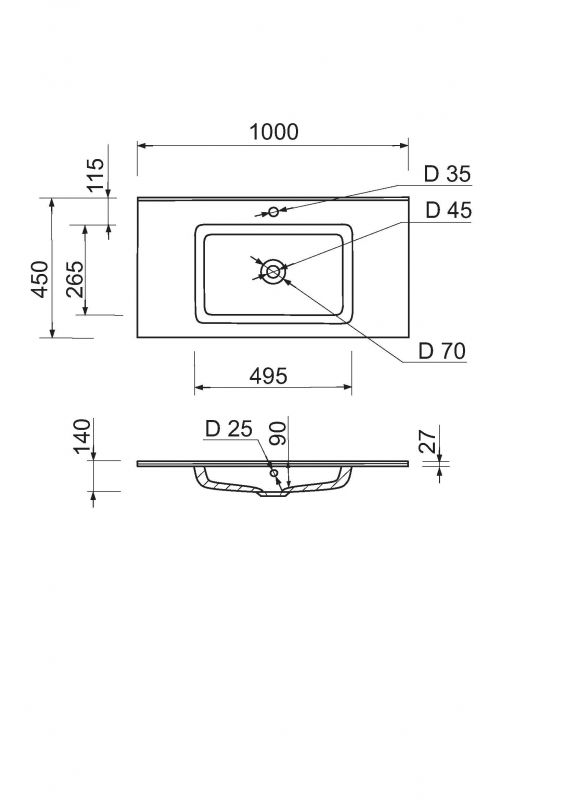Набір для ванної кімнати, раковина, умивальник Adamant FLATE 100, штучний камінь, прямокут., з сифоном Click-Clack + змішувач Набір для ванної кімнати, раковина, умивальник Adamant FLATE 100, штучний камінь, прямокут., з сифоном Click-Clack + змішувач