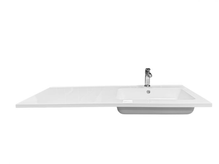 Набір для ванної кімнати, раковина, умивальник Adamant FLATE 120R, штучний камінь, прямокут., з сифоном Click-Clack + змішувач Набір для ванної кімнати, раковина, умивальник Adamant FLATE 120R, штучний камінь, прямокут., з сифоном Click-Clack + змішувач