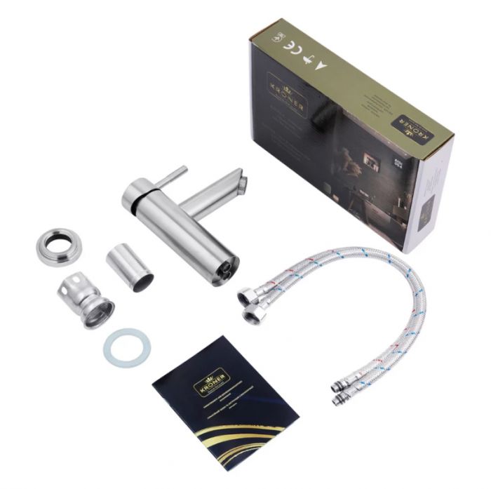 Набір для ванної кімнати, раковина, умивальник Adamant FLATE 120R, штучний камінь, прямокут., з сифоном Click-Clack + змішувач Набір для ванної кімнати, раковина, умивальник Adamant FLATE 120R, штучний камінь, прямокут., з сифоном Click-Clack + змішувач