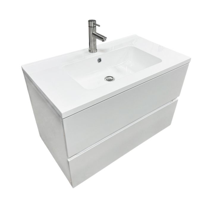 Набір для ванної кімнати, раковина, умивальник Adamant FLATE 80, штучний камінь, прямокут., з сифоном Click-Clack + змішувач Набір для ванної кімнати, раковина, умивальник Adamant FLATE 80, штучний камінь, прямокут., з сифоном Click-Clack + змішувач