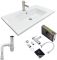 Набір для ванної кімнати, раковина, умивальник Adamant FLATE 80, штучний камінь, прямокут., з сифоном Click-Clack + змішувач Набір для ванної кімнати, раковина, умивальник Adamant FLATE 80, штучний камінь, прямокут., з сифоном Click-Clack + змішувач