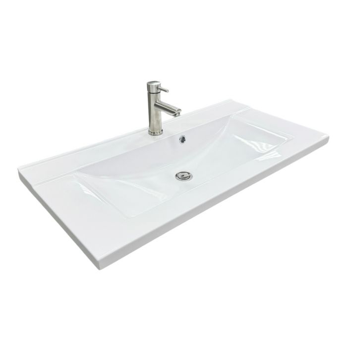 Набір для ванної кімнати, раковина, умивальник Adamant QUANTO 90, штучний камінь, прямокут., з сифоном Click-Clack + змішувач Набір для ванної кімнати, раковина, умивальник Adamant QUANTO 90, штучний камінь, прямокут., з сифоном Click-Clack + змішувач