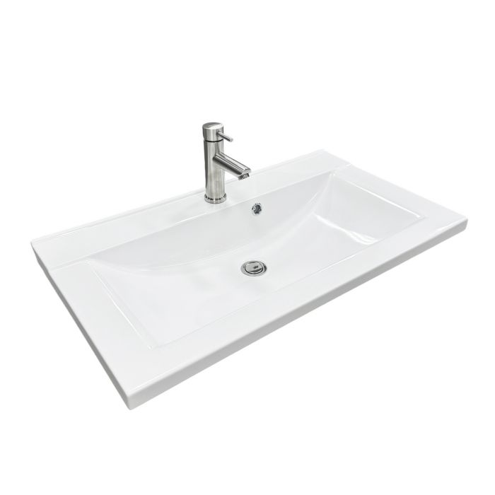 Набір для ванної кімнати, раковина, умивальник Adamant QUANTO 80, штучний камінь, прямокут., з сифоном Click-Clack + змішувач Набір для ванної кімнати, раковина, умивальник Adamant QUANTO 80, штучний камінь, прямокут., з сифоном Click-Clack + змішувач