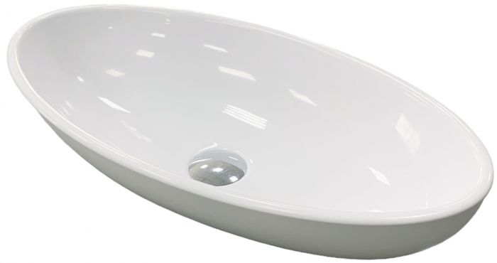 Раковина, умивальник Adamant ANDERE NEW, штучний камінь, овальна, без отвору для змішувача та переливу, 590х295х130мм, накладний, білий Раковина, умивальник Adamant ANDERE NEW, штучний камінь, овальна, без отвору для змішувача та переливу, 590х295х130мм, накладний, білий