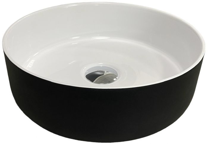 Раковина, умивальник Adamant ARENA, штучний камінь, кругла, без отвору для змішувача та переливу, 360х113мм, врезной, чорно-білий Раковина, умивальник Adamant ARENA, штучний камінь, кругла, без отвору для змішувача та переливу, 360х113мм, врезной, чорно-білий