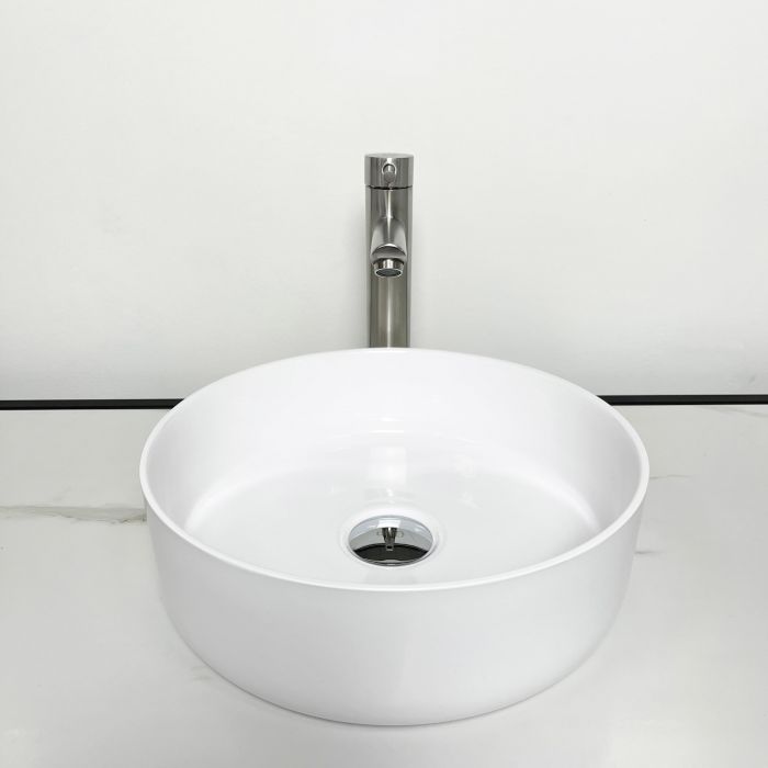 Раковина, умивальник Adamant ARENA, штучний камінь, кругла, без отвору для змішувача та переливу, 360х113мм, накладний, білий Раковина, умивальник Adamant ARENA, штучний камінь, кругла, без отвору для змішувача та переливу, 360х113мм, накладний, білий