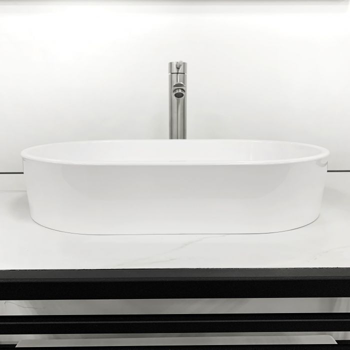 Раковина, умивальник Adamant BESTE NEW, штучний камінь, овальна, без отвору для змішувача та переливу, 540x350x11мм, накладний, білий Раковина, умивальник Adamant BESTE NEW, штучний камінь, овальна, без отвору для змішувача та переливу, 540x350x11мм, накладний, білий