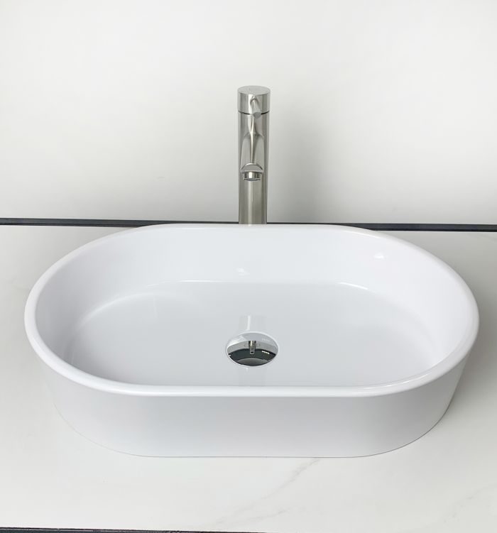 Раковина, умивальник Adamant BESTE NEW, штучний камінь, овальна, без отвору для змішувача та переливу, 540x350x11мм, накладний, білий Раковина, умивальник Adamant BESTE NEW, штучний камінь, овальна, без отвору для змішувача та переливу, 540x350x11мм, накладний, білий
