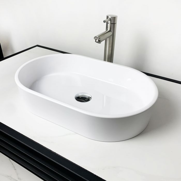Раковина, умивальник Adamant BESTE NEW, штучний камінь, овальна, без отвору для змішувача та переливу, 540x350x11мм, накладний, білий Раковина, умивальник Adamant BESTE NEW, штучний камінь, овальна, без отвору для змішувача та переливу, 540x350x11мм, накладний, білий