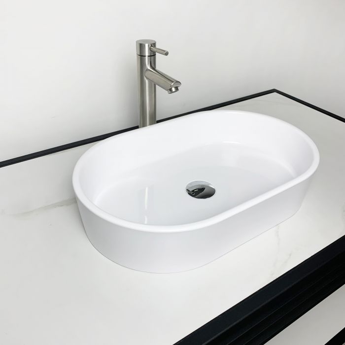 Раковина, умивальник Adamant BESTE NEW, штучний камінь, овальна, без отвору для змішувача та переливу, 540x350x11мм, накладний, білий Раковина, умивальник Adamant BESTE NEW, штучний камінь, овальна, без отвору для змішувача та переливу, 540x350x11мм, накладний, білий
