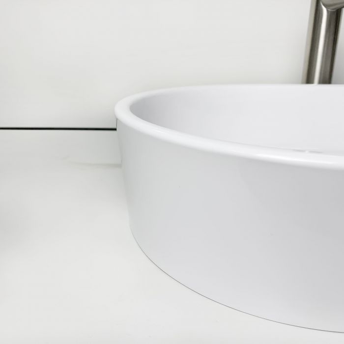 Раковина, умивальник Adamant BESTE NEW, штучний камінь, овальна, без отвору для змішувача та переливу, 540x350x11мм, накладний, білий Раковина, умивальник Adamant BESTE NEW, штучний камінь, овальна, без отвору для змішувача та переливу, 540x350x11мм, накладний, білий