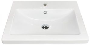 Раковина, умивальник Adamant CERS, штучний камінь, прямокут., з отвором для змішувача, з отвором для переливу, 495x390x158мм, накладний, білий