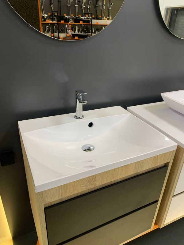 Раковина, умивальник Adamant Emil, штучний камінь, прямокут., з отвором для змішувача, з отвором для переливу, 595х455х138мм, накладний, білий Раковина, умивальник Adamant Emil, штучний камінь, прямокут., з отвором для змішувача, з отвором для переливу, 595х455х138мм, накладний, білий